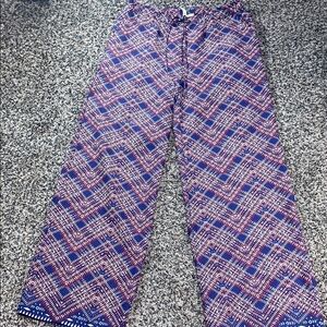 Japna Bohemian Wide Leg Relaxed Multicolor Geometric Pattern Pants Sz Sm | NWOT